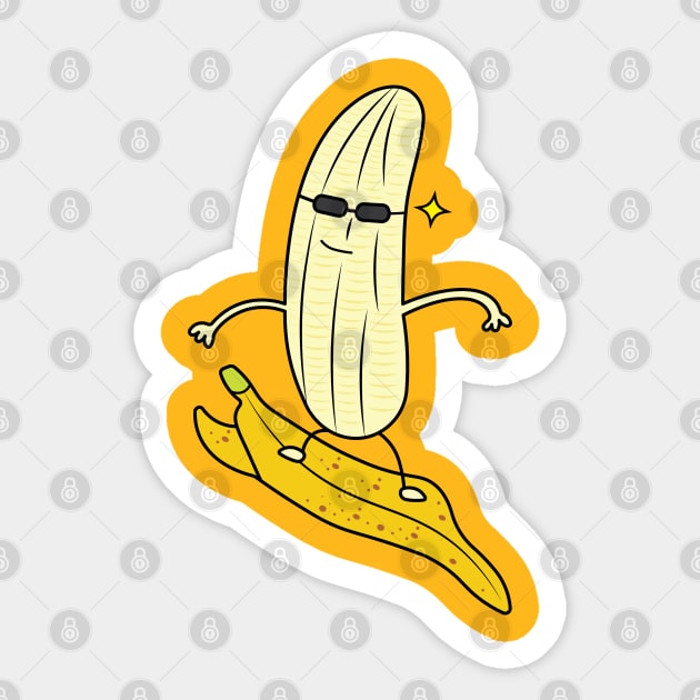 cute banana surfer Sticker by wordspotrayal